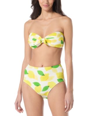 Shop Kate Spade New York Womens Printed Tie Front Bandeau Bikini Top High Waist Bottoms