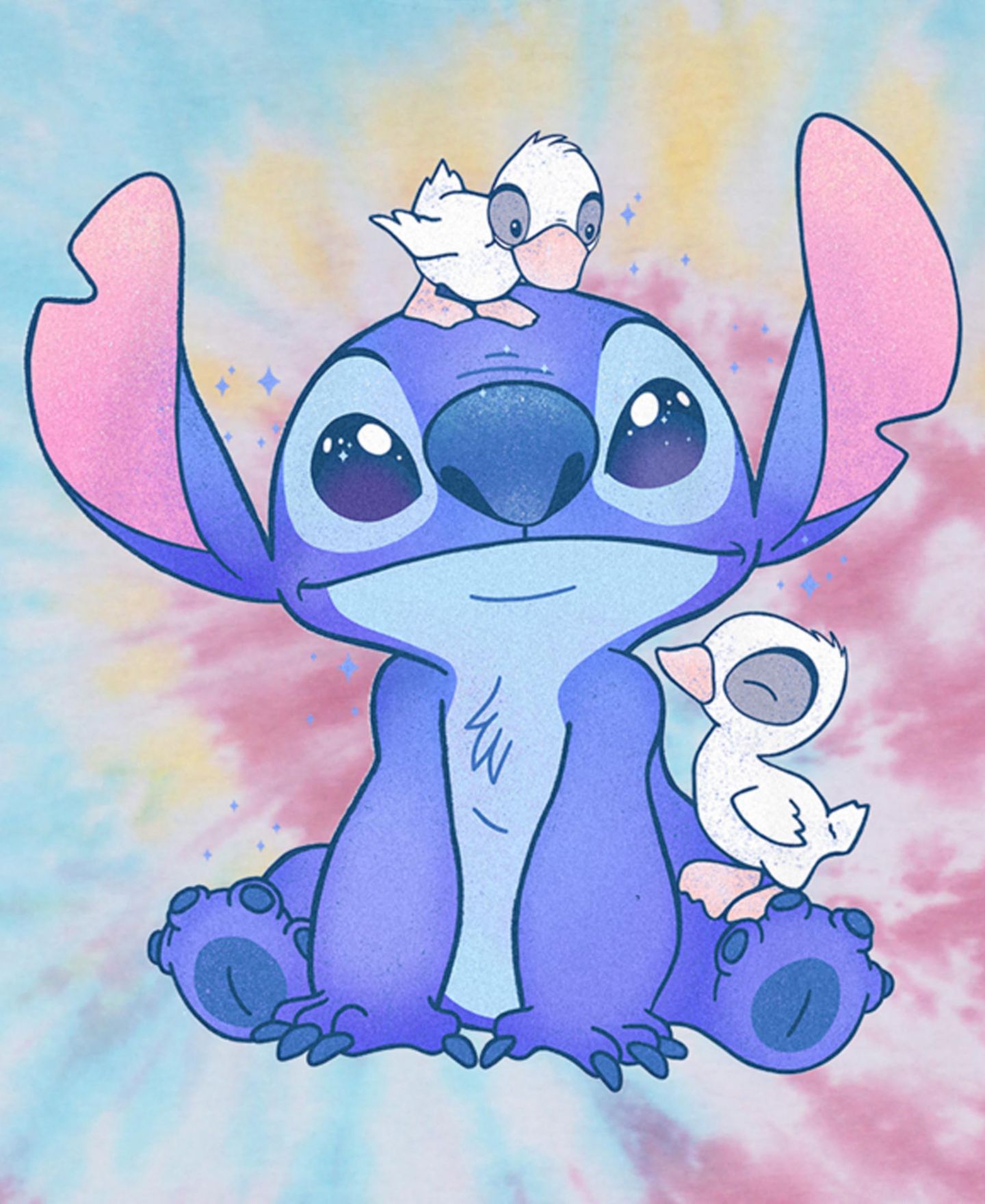 Мужская футболка Lilo Stitch Cute Ducks Short Sleeve Tie Dye, цвет: Синий розовый — фото 2