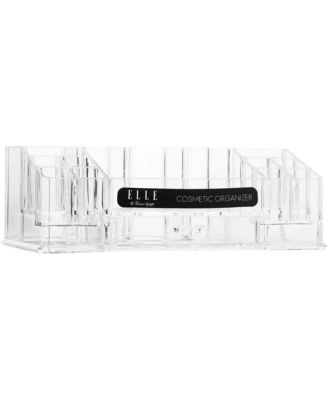 Acrylic Makeup Tray Organizer– 16 Compartments 1 Drawer, Rectangular Holder for Brushes, Eyeshadow Palettes, Skincare & Beauty Supplies