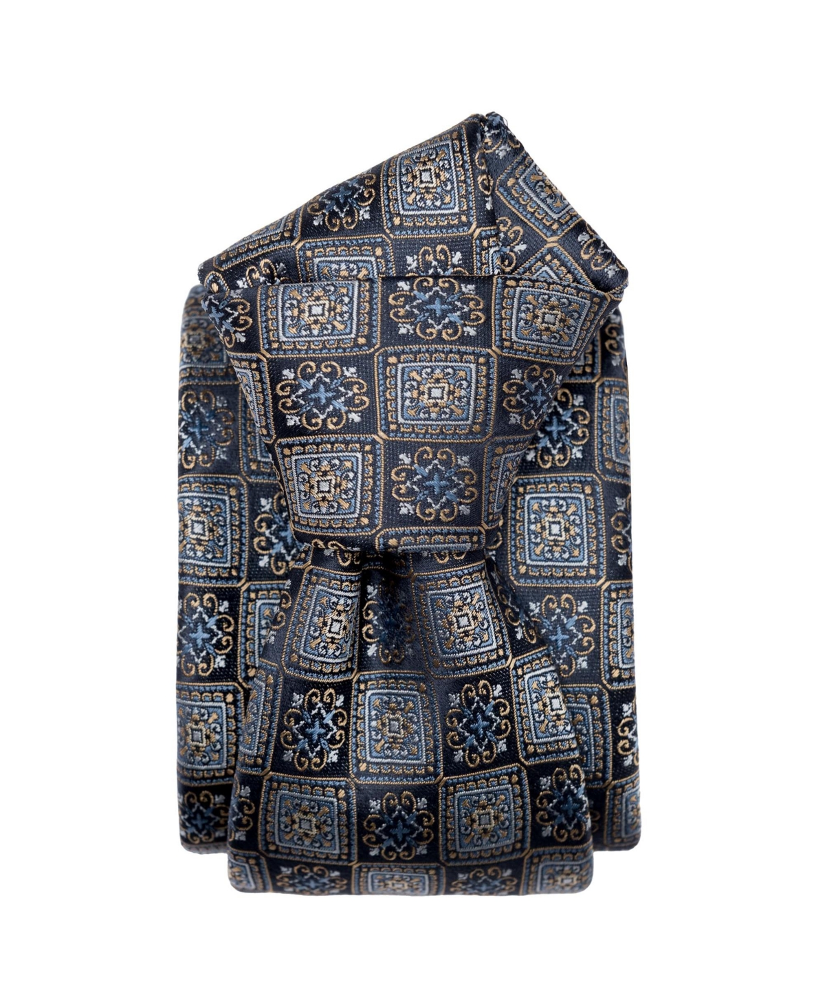 Big & Tall De Sica- Silk Jacquard Tie for Men - Navy and blue