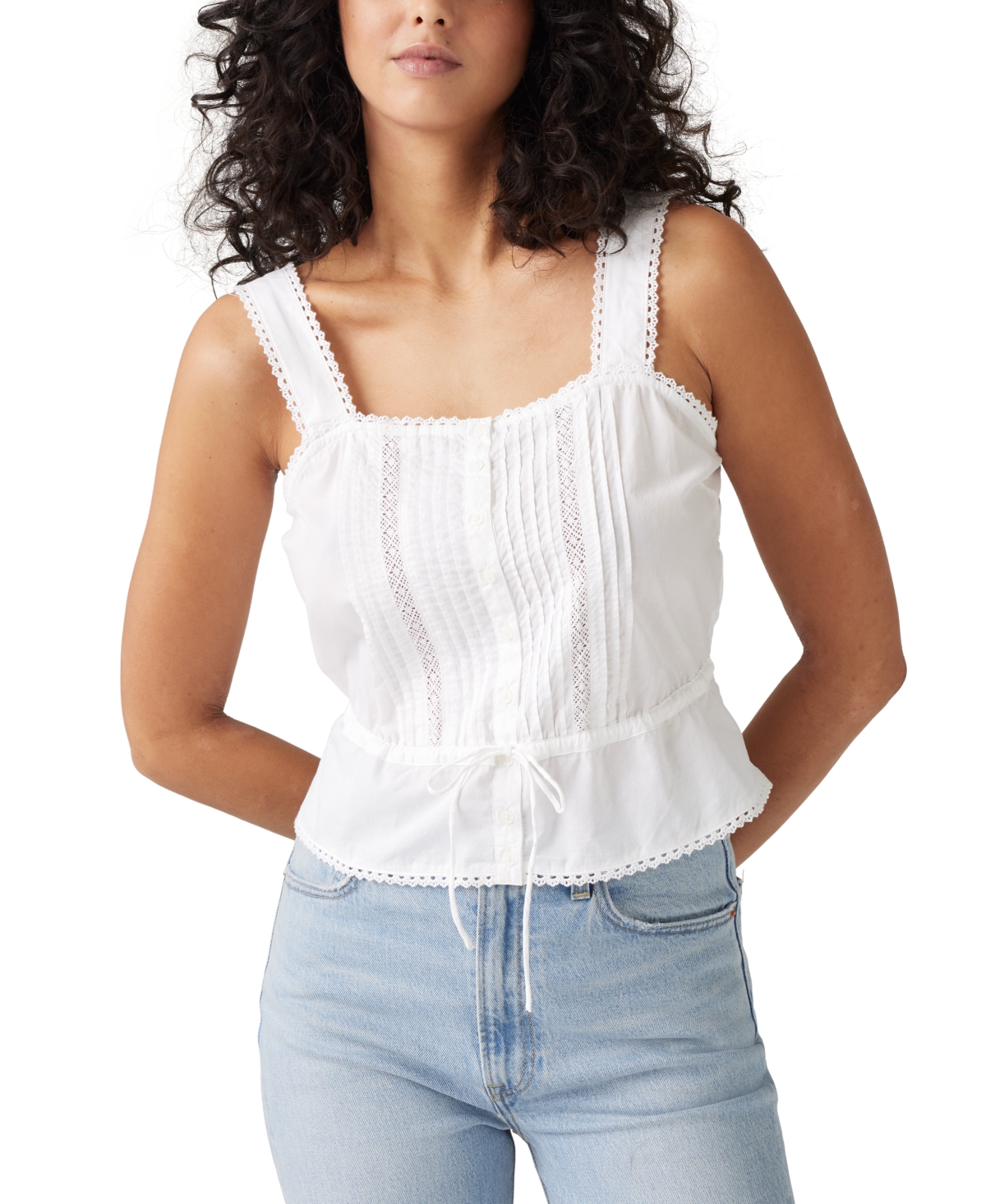 Women's Brynnley Cotton Lace-Trim Blouse - Bright White