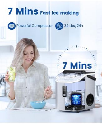 Nugget Ice Maker Countertop, 34LBS/Day, Portable Crushed Ice Makers for Home
