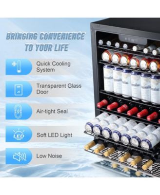 24" Wine Refrigerator, 5.1 Cu.Ft Beverage Cooler, Under Counter Stainless Steel Beverage Cooler with Glass Door