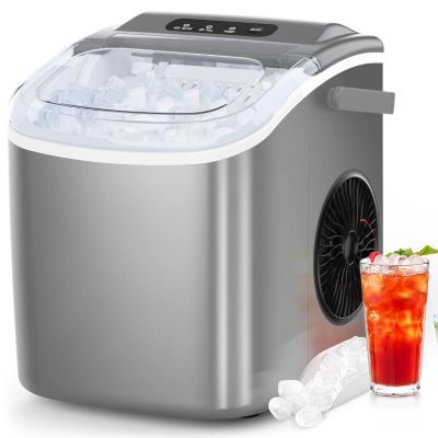 26.5lbs Ice Maker Portable Countertop, 9 Bullet Cubes in 6 Mins, Self-Cleaning