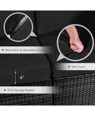 7PCS Rattan Patio Sectional Furniture Set w/ 30'' Fire Pit Table & Cushion