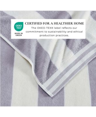 100% Cotton Velour Cabana Stripe Oversized Beach Towel, 35" x 70"