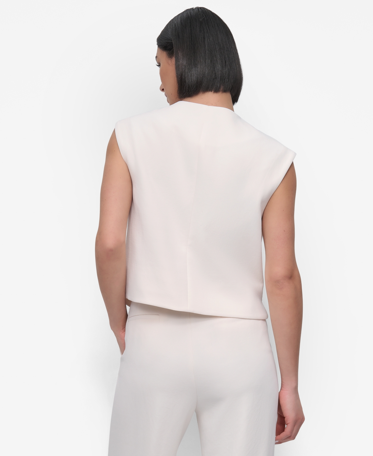 Dkny Plus Size Aero Crepe Button-front Vest In White