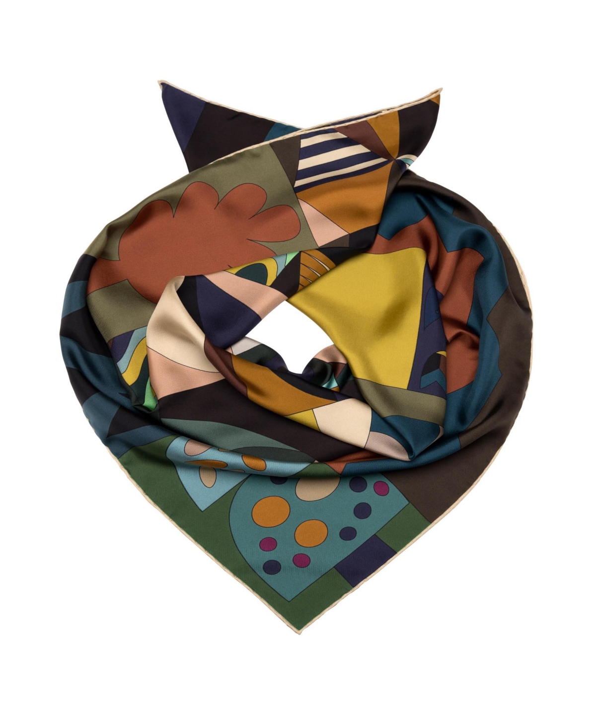 Olivia - Hand Rolled Large Silk Foulard for Women - Multicolor