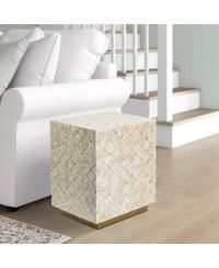 Versatile Capiz End Table Stool, Square Design with Sturdy Base