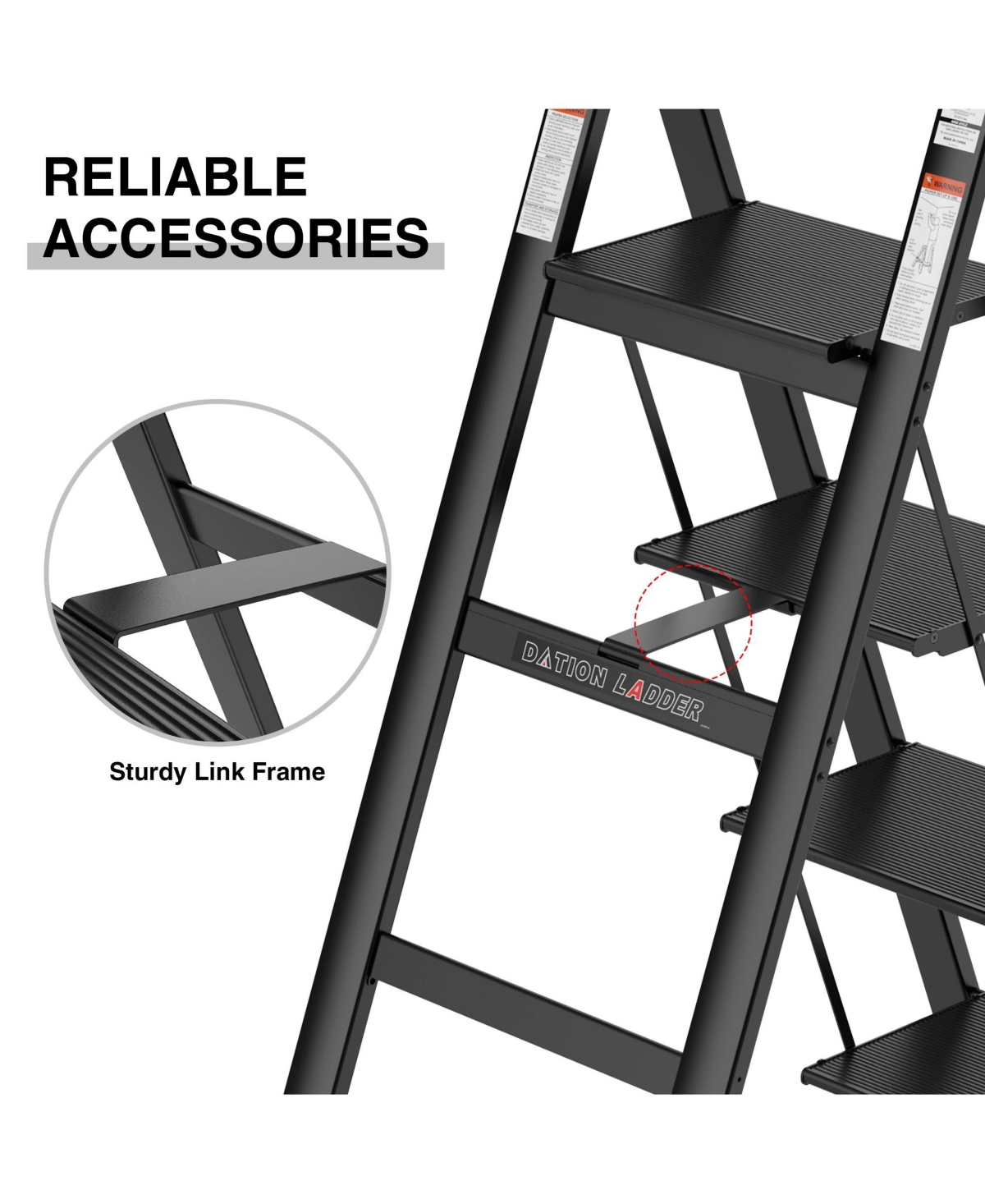 4 Step Ladder, Retractable Handgrip Folding Step Stool with Anti-Slip Wide Pedal, Aluminum Step Ladders 4 Steps, 300lbs Safety Household Ladder