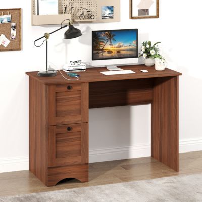 Wooden Computer Desk Workstation with 2 Drawers for Home and Office