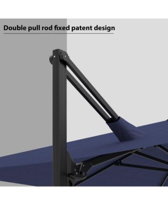 10 ft. Patio Umbrella Square Cantilever Umbrella, Outdoor Market Umbrella in Blue with 360° Rotation for Pool Lawn(without base)