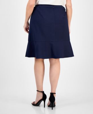 Plus Size Tulip Collar Jacket & Tiered 2 Piece Skirt Suit