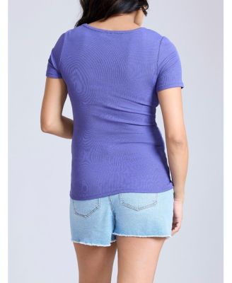 Maternity Square Neck Rib Knit Short Sleeve Top - Motherhood