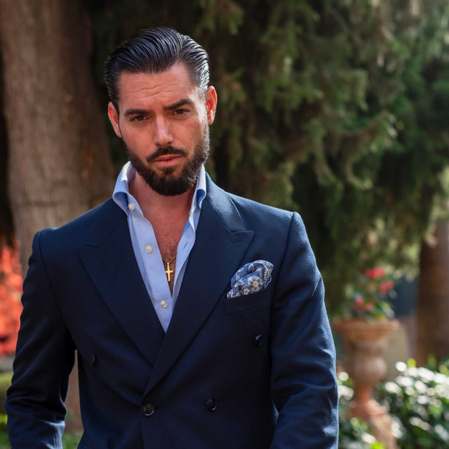 Men's Enzo - Double Sided Silk Pocket Square for Men