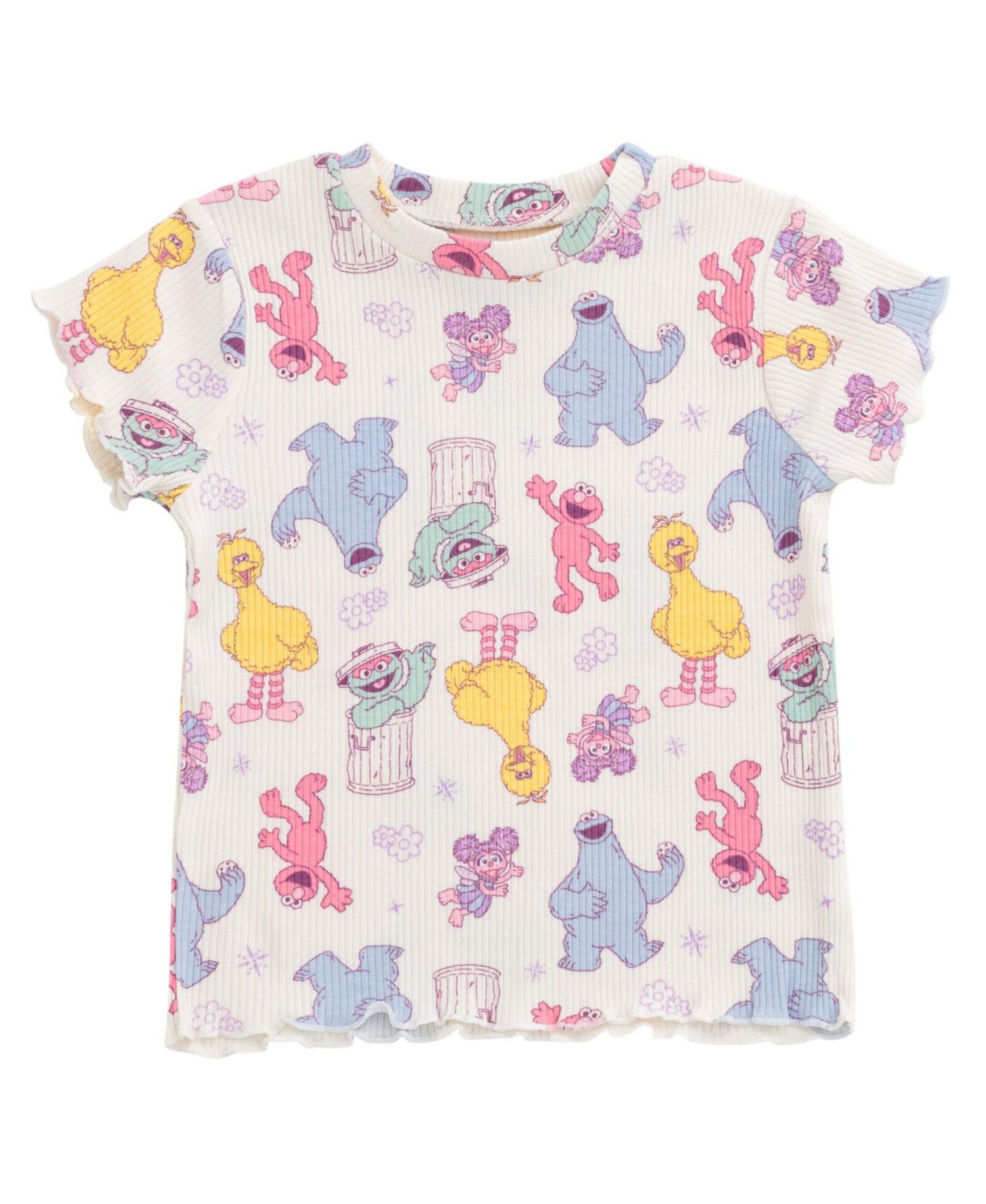 Little Girls Ribbed T-Shirt and Shorts Outfit Set