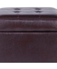 Tufted Leatherette Ottoman – Square Wooden Storage with Lift-Off Lid