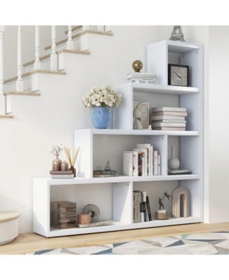6 Cubes Ladder Shelf Corner Bookshelf Storage Bookcase