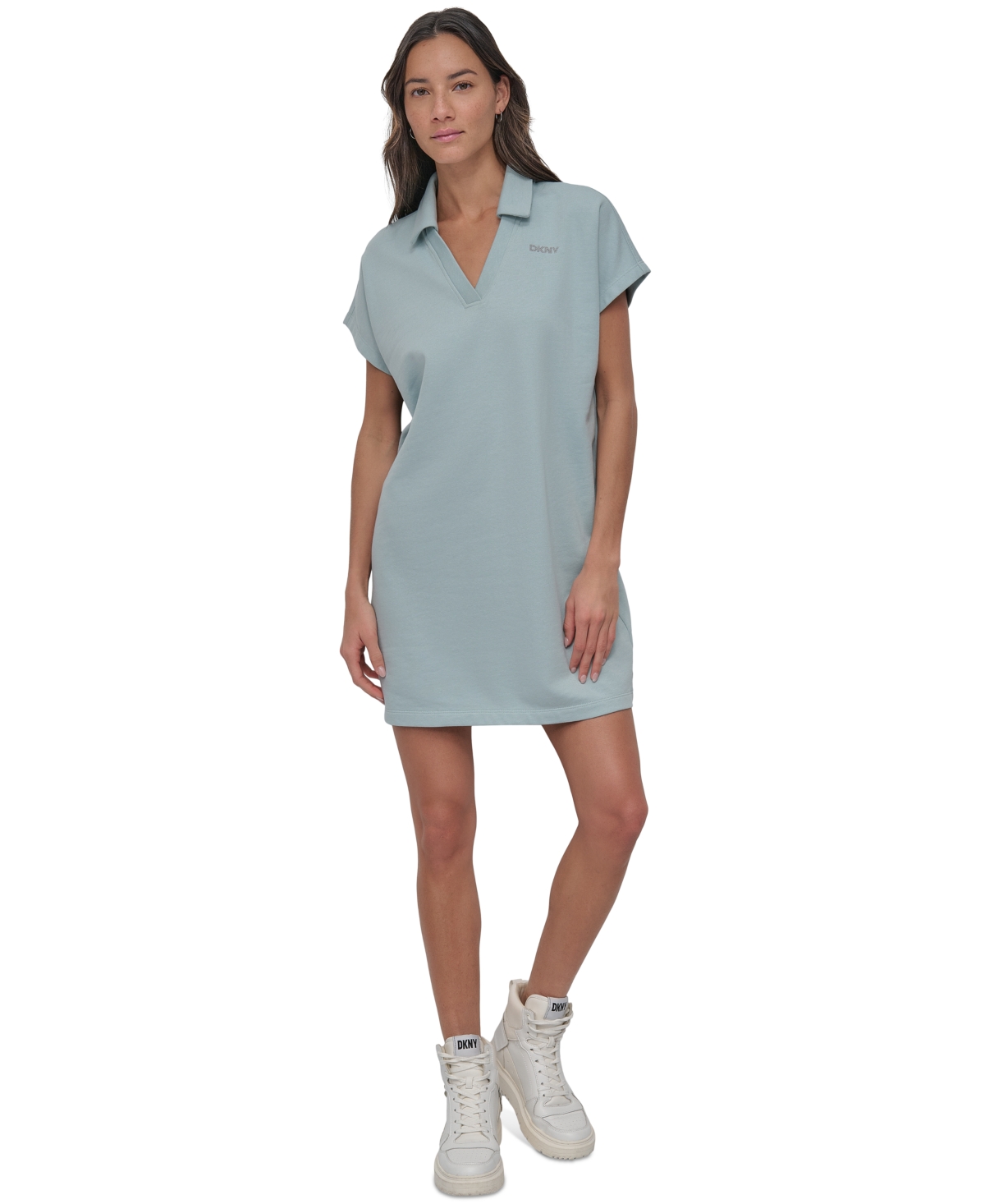 DKNY WOMEN'S MINI STUD LOGO SHORT-SLEEVE DRESS 
