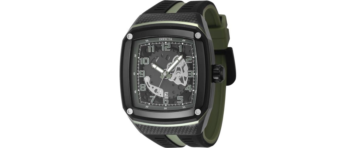 Men's 48067 Invicta Racing Quartz Multifunction Green, Gunmetal Dial Watch - Black