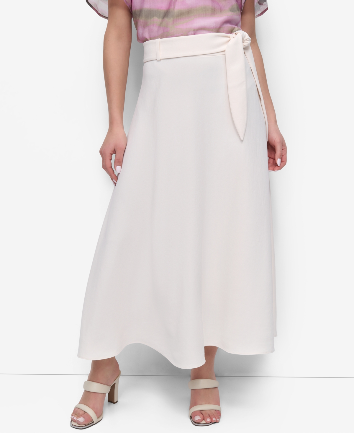 Women's Aero Crepe Belted Midi Skirt - Coconut