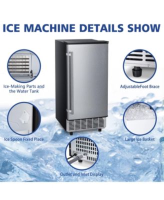 Commercial Ice Maker, Stainless Steel, Undercounter/Freestanding, Clear Cube