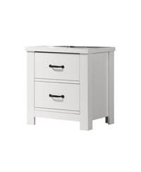 Nightstand with 2 Drawers and Black Handles for Bedroom Storage
