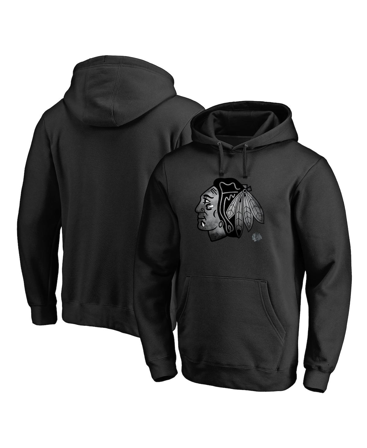 FANATICS MTO LABEL MEN'S BLACK CHICAGO BLACKHAWKS CORE SMOKE PULLOVER HOODIE 