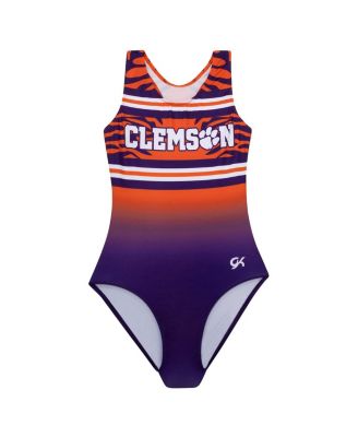 Big  Girls Purple Clemson Tigers Elite Spirit Leotard