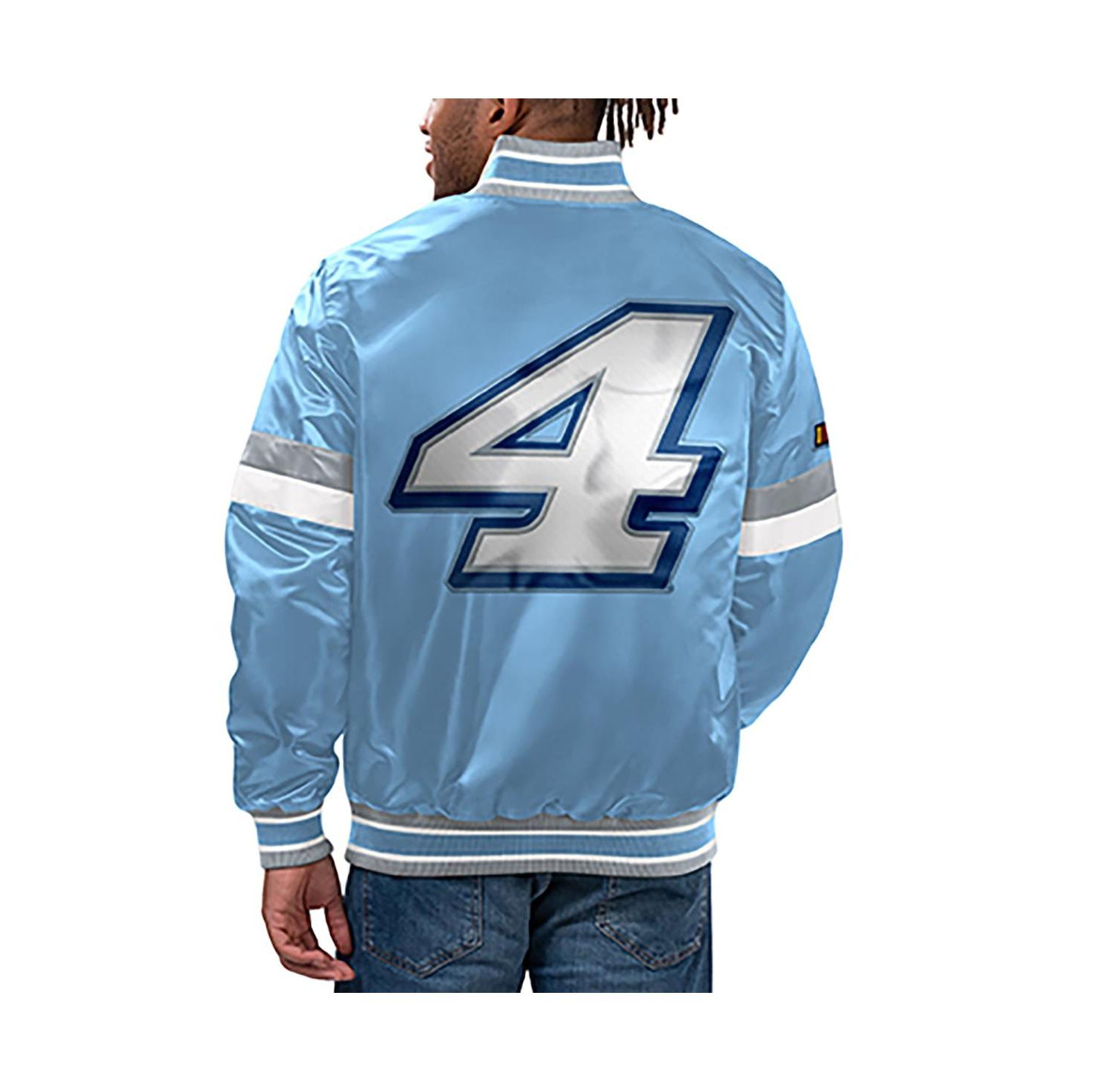 Men's Light Blue Kevin Harvick Home Game Full-Snap Varsity Jacket