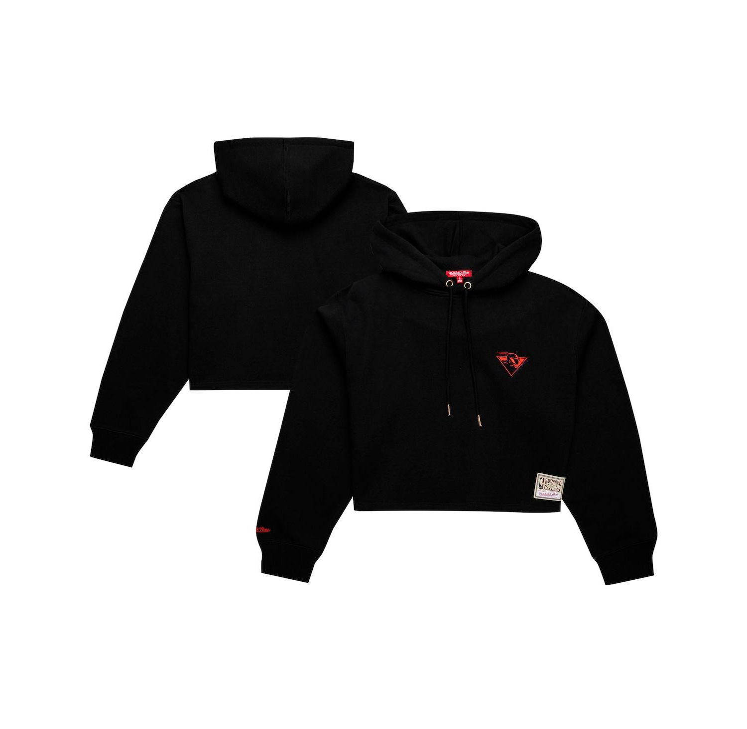 Women's Black Golden State Warriors Hardwood Classics Cropped Pullover Hoodie