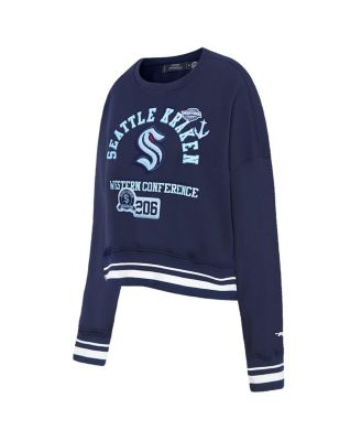 Women's Deep Sea Blue Seattle Kraken Area Code Cropped Pullover Sweatshirt
