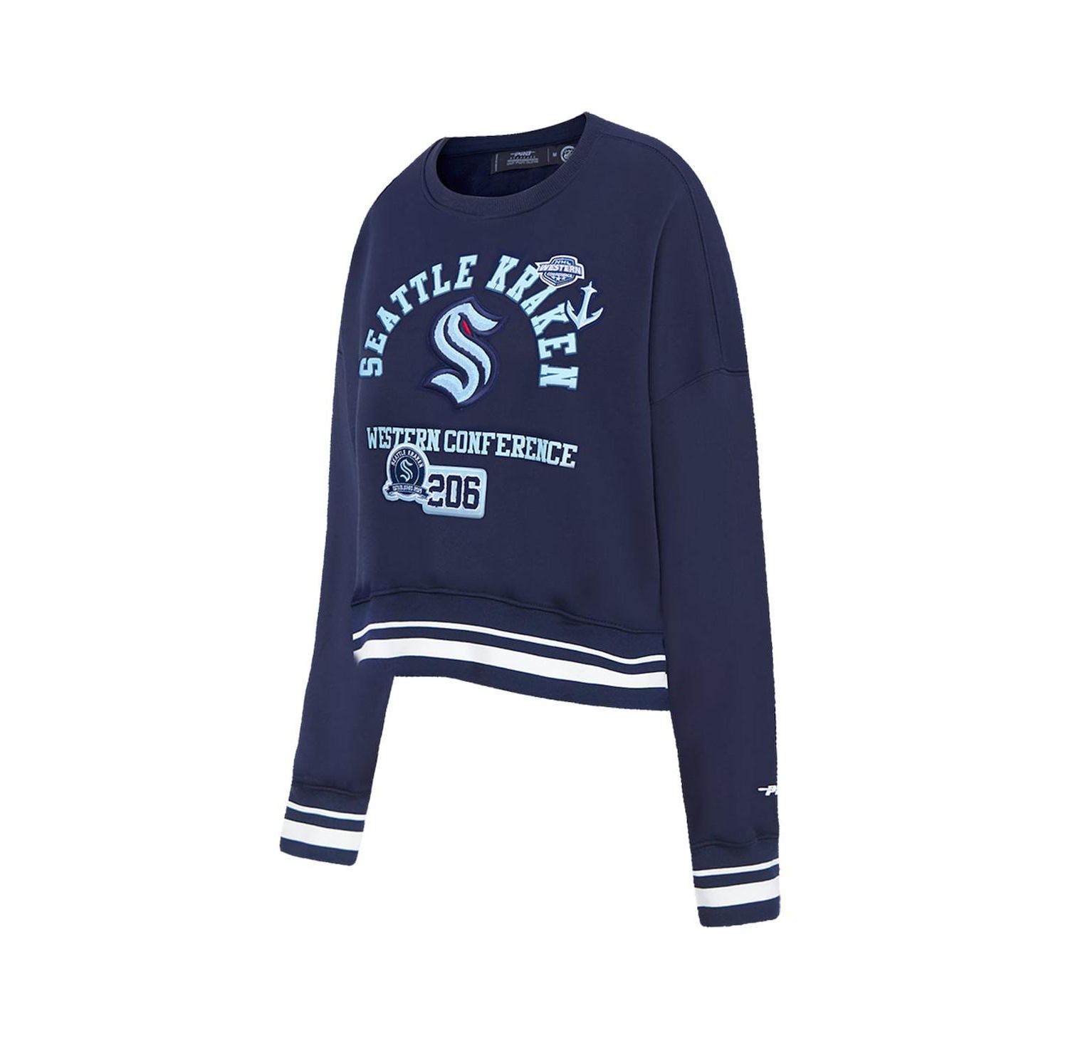 Women's Deep Sea Blue Seattle Kraken Area Code Cropped Pullover Sweatshirt