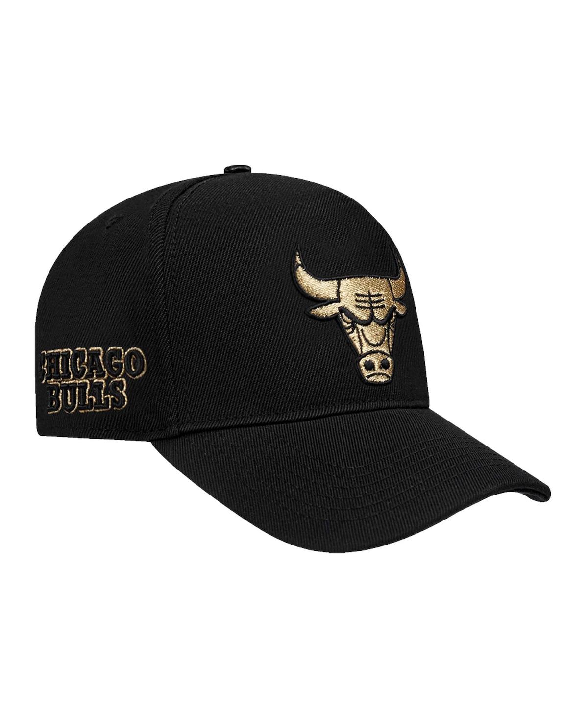 Shop Pro Standard Men's Black Chicago Bulls Metallic Logo Pinch Front Adjustable Hat