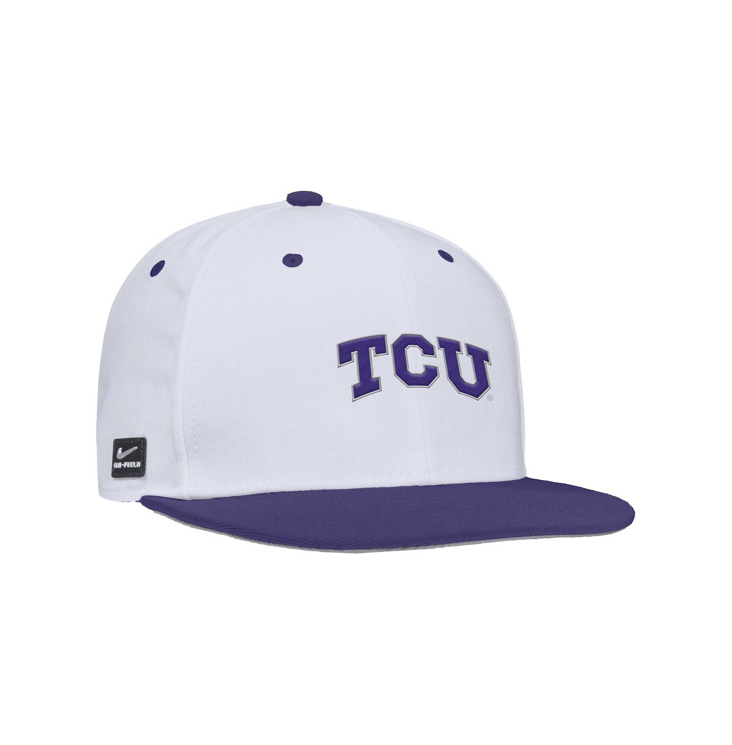 Мужская кепка Nike White TCU Horned Frogs On-Field Baseball Performance Fitted Hat — фото 2
