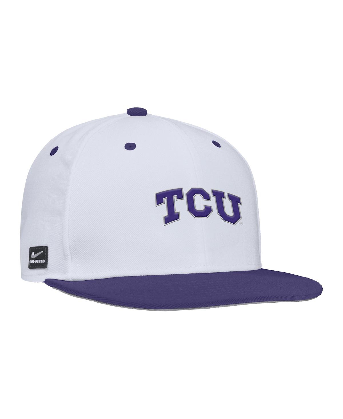 Nike Men's White Tcu Horned Frogs On-field Baseball Performance Fitted Hat In White