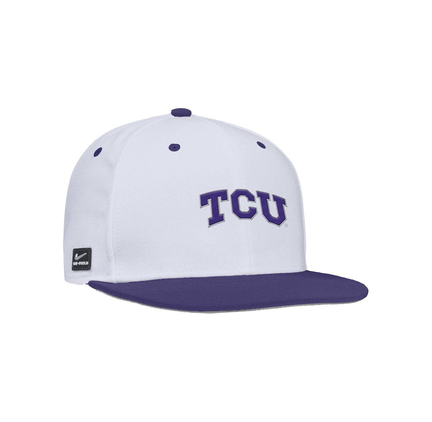Men's White TCU Horned Frogs On-Field Baseball Performance Fitted Hat