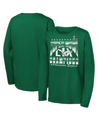 Outerstuff - Big Boys and Girls Kelly Green Philadelphia Eagles Super Bowl LIX Champions Retro Arch Long Sleeve T-Shirt