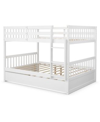 Full over Full Bunk Bed Platform Wood Bed with Ladder