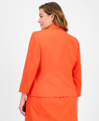 Plus Size Shawl-Collar Jacket & Sleeveless Dress Suit Set