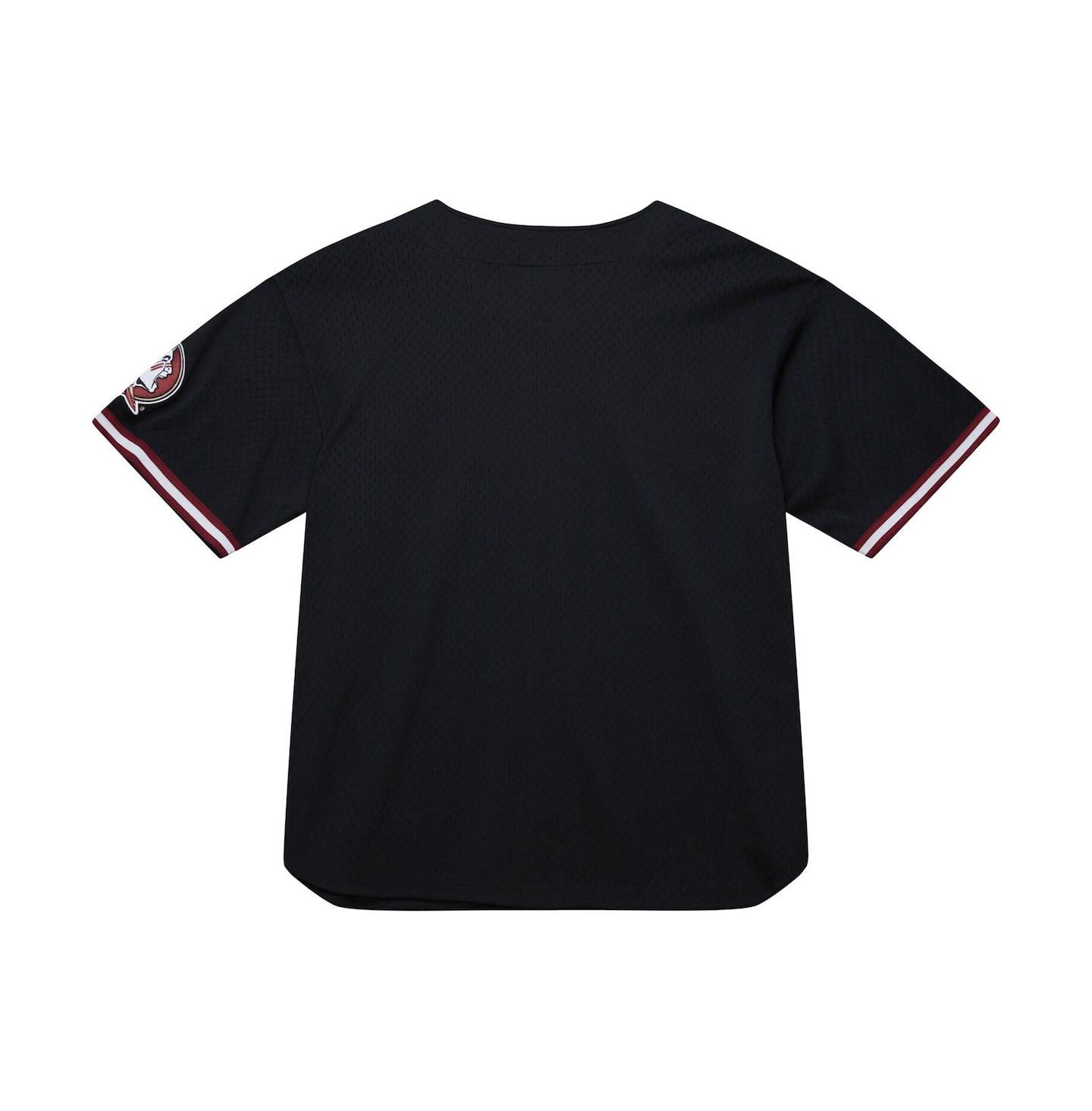 Мужской топ Mitchell & Ness Black Florida State Seminoles On The Clock Full-Button Fashion Jersey — фото 3