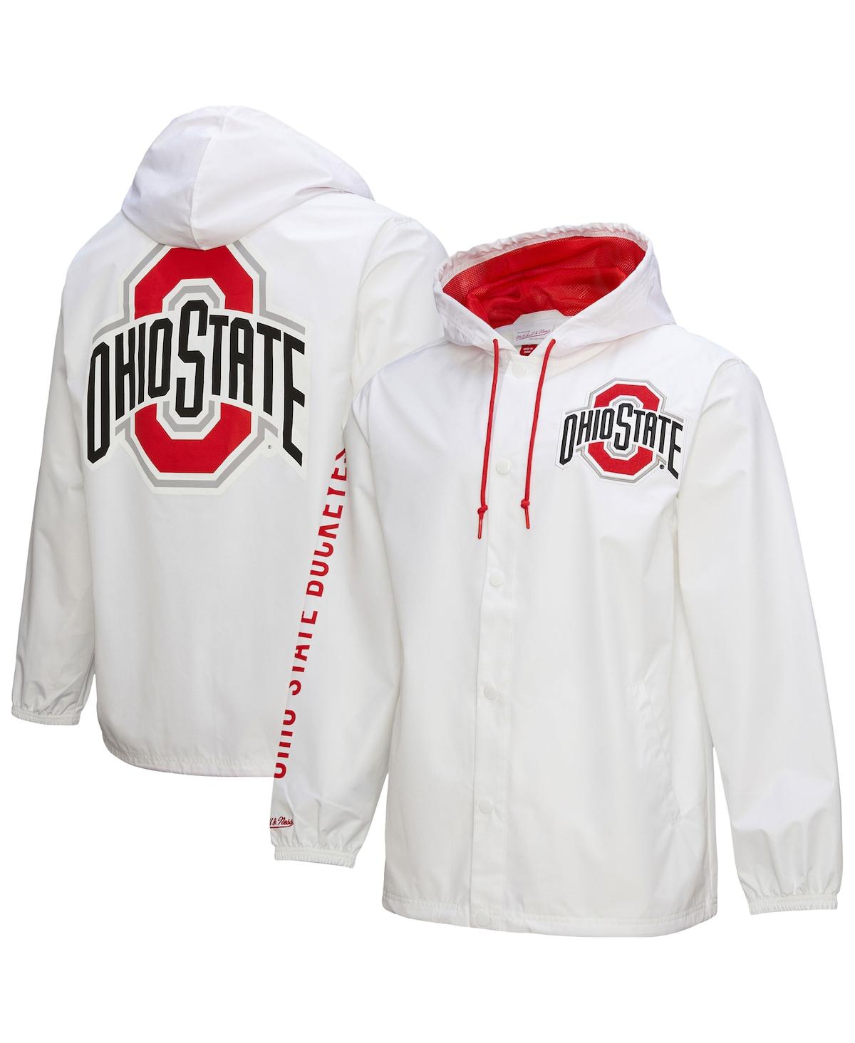 Mitchell & Ness Men's White Ohio State Buckeyes Coaches Full-snap Hoodie Jacket In White
