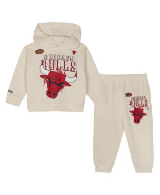 Mitchell & Ness - Toddler Cream Chicago Bulls Hang Time Oversized Pullover Hoodie Pants Set