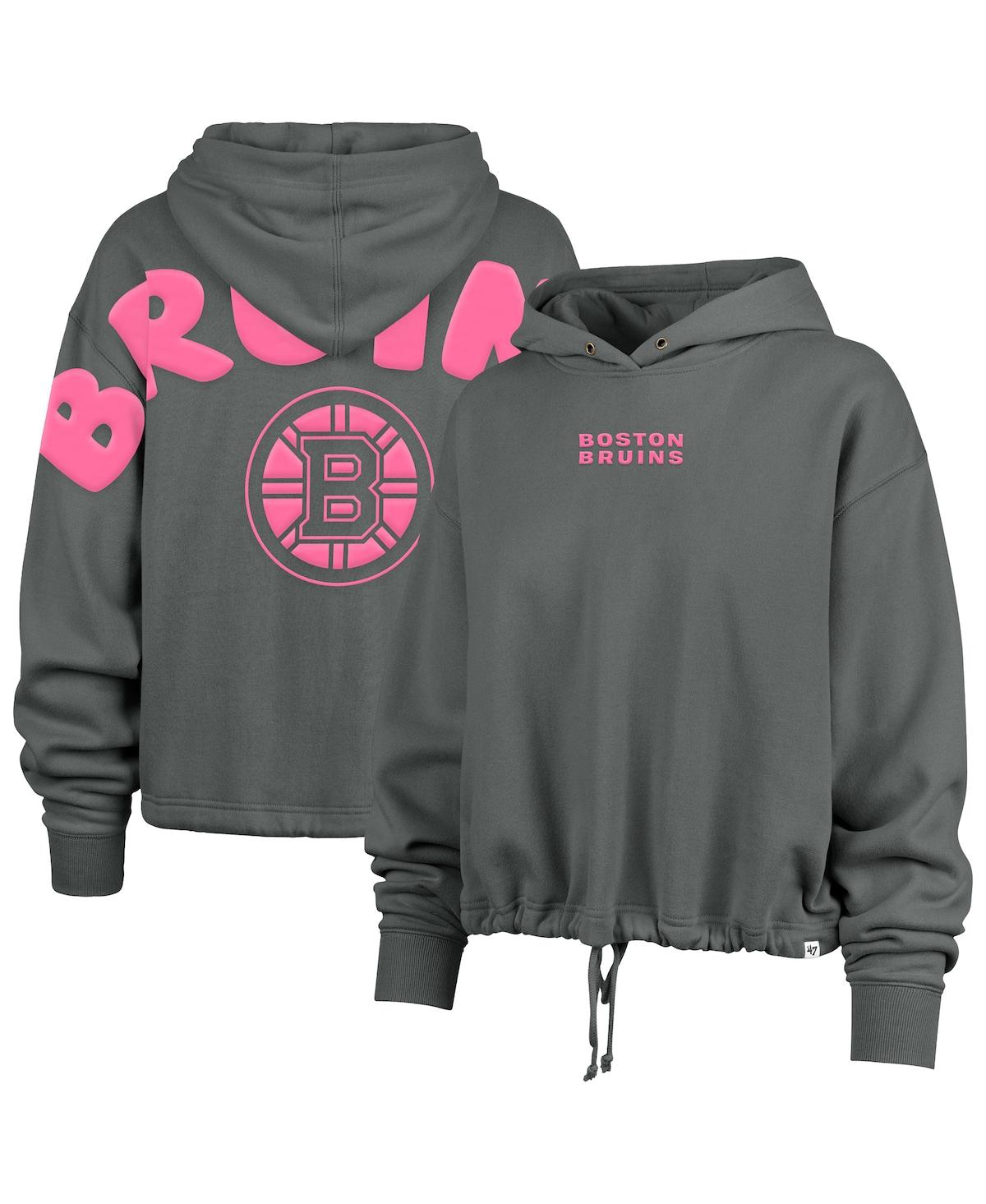 Shop 47 Brand Women's Gray Boston Bruins Bright Side Venice Cropped Pullover Hoodie