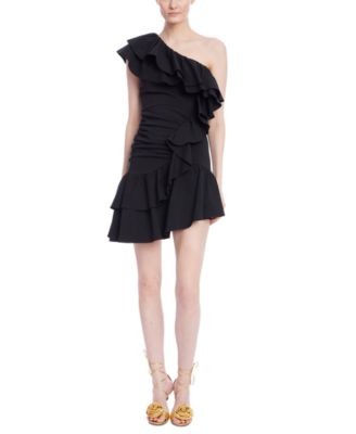 Jewel Badgley Mischka - Women's One-Shoulder Ruffled Sheath Dress