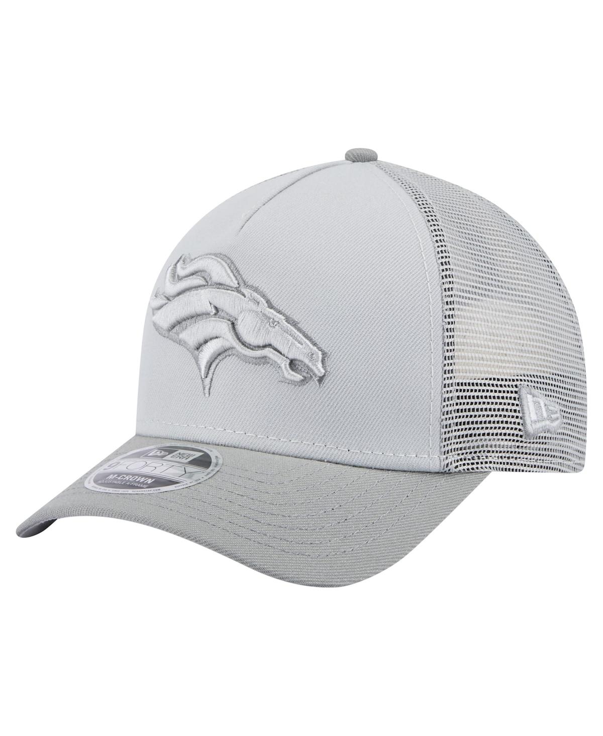 New Era Men's Gray Denver Broncos Domain A-frame Trucker 9forty Adjustable Hat In Gray