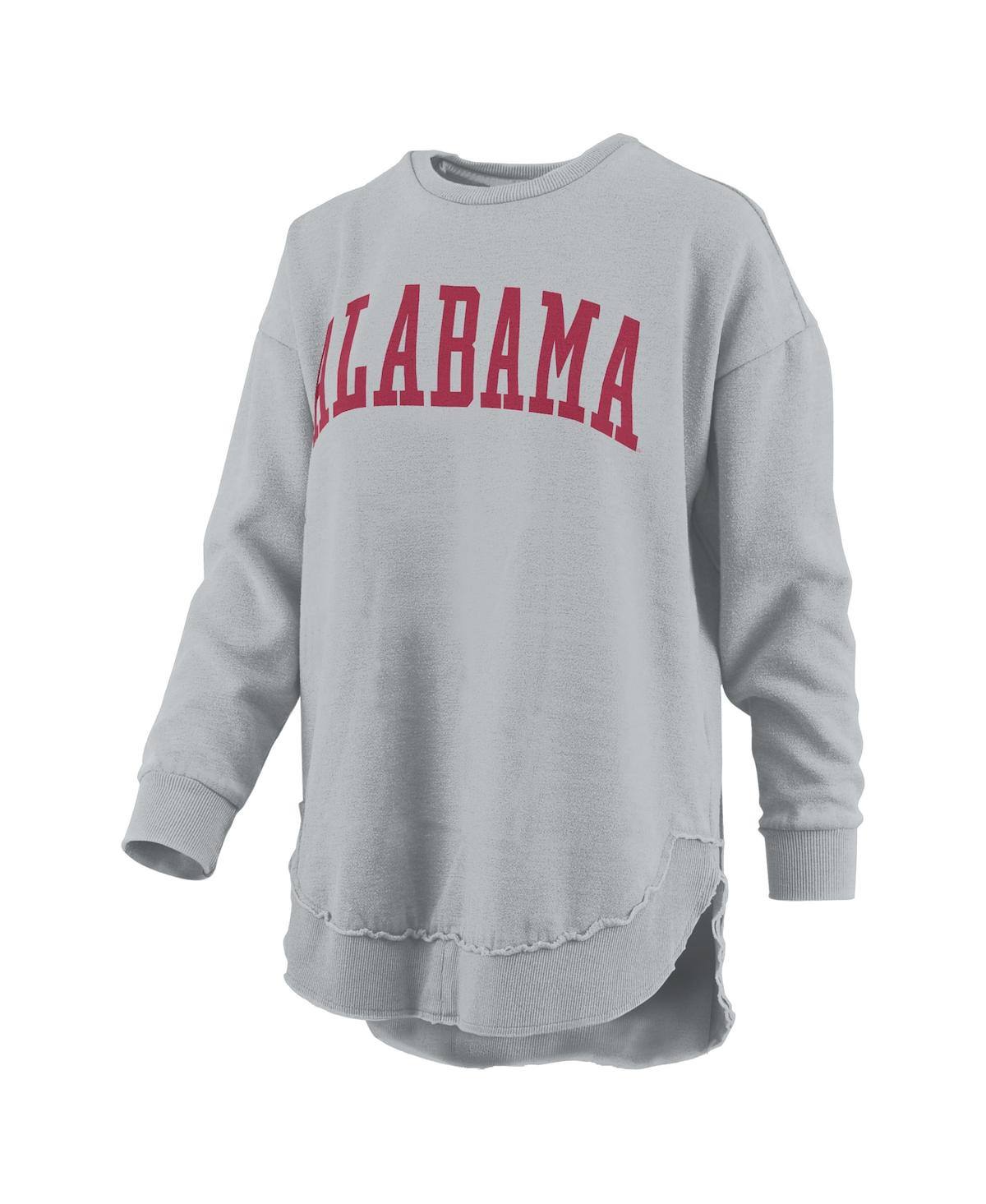 Pressbox Gray Alabama Crimson Tide Melange Poncho Vintage Fleece Long Sleeve Pullover Sweatshirt In Gray