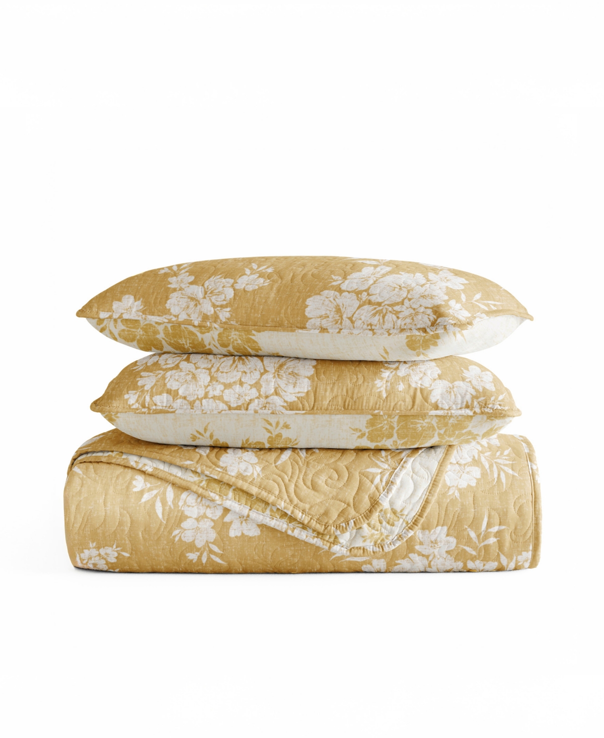 Ienjoy Home Distressed Bouquet Reversible 3-pc. Quilt Set, King/california King In Yellow