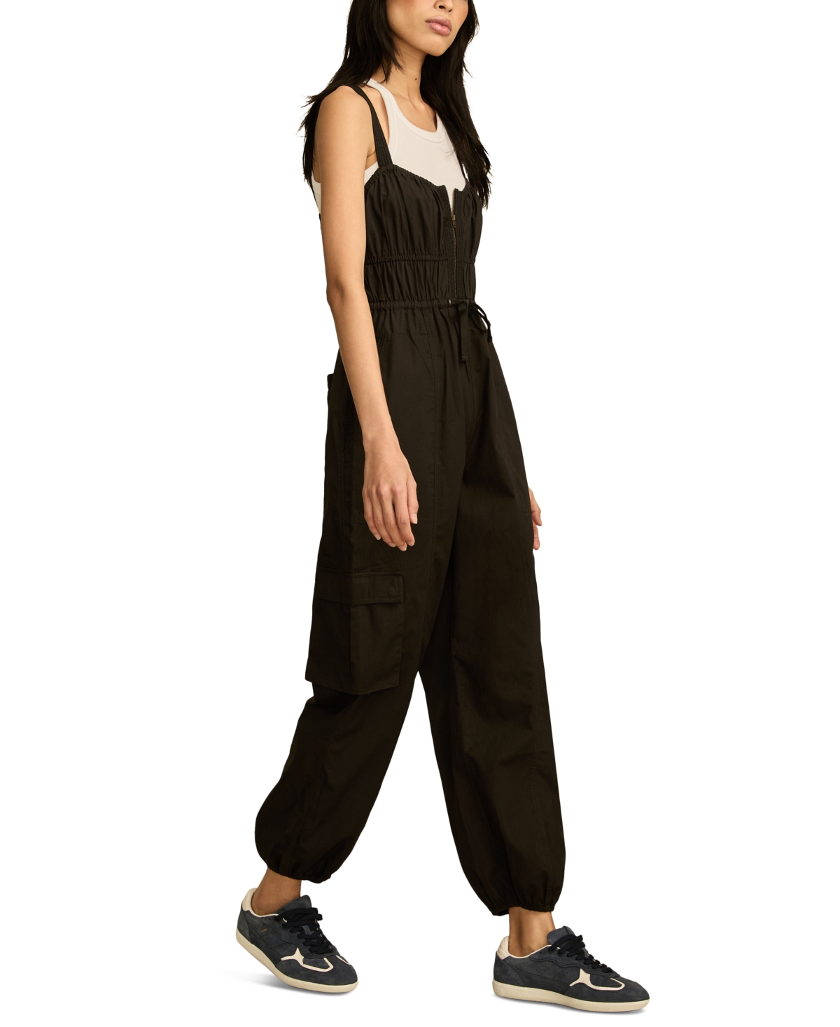 LUCKY BRAND WOMEN'S COTTON UTILITY SLEEVELESS JUMPSUIT 
