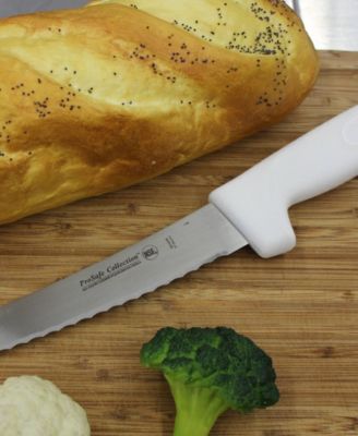 Ergonomic Stainless Steel Bread Knife, Curved Serrated, 9"